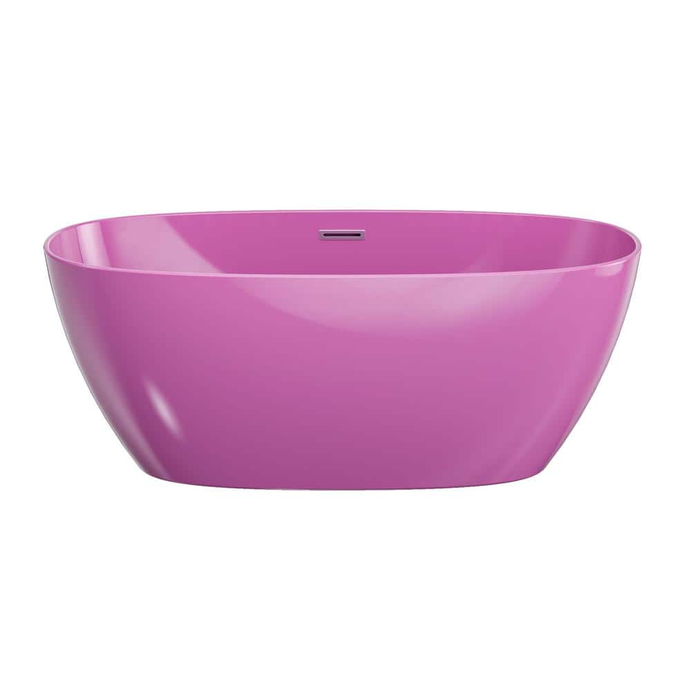 60'' Pink Acrylic Freestanding Double Slipper Bathtub