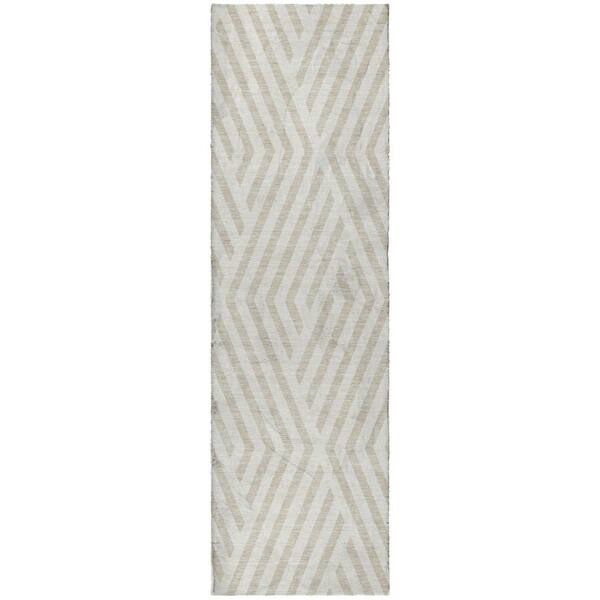 Dream Shag Premium Machine Washable Abstract ADS550 Ivory 2 ft. x 7 ft. Runner Rug