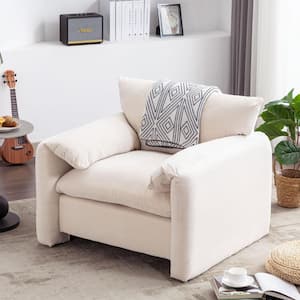 Cream Morden and Stylish Oversized Chenille Arm Chair for Living Room or Bedroom