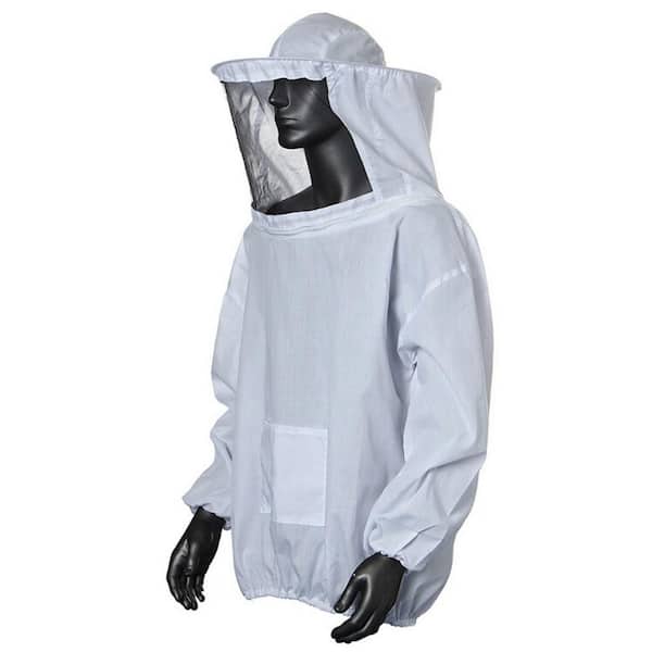27.5 in. x 21.5 in. Anti-bee Suit Beekeeping Clothing with Beekeeping Hat  Veil Zippered Beekeeper Clothing-White