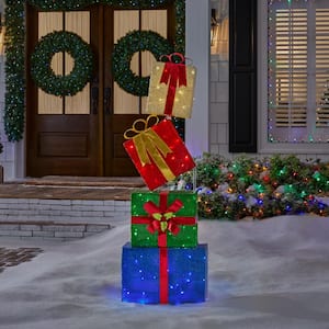 4.5 ft. Yuletide Lane LED Stacked Gift Boxes Holiday Yard Decoration