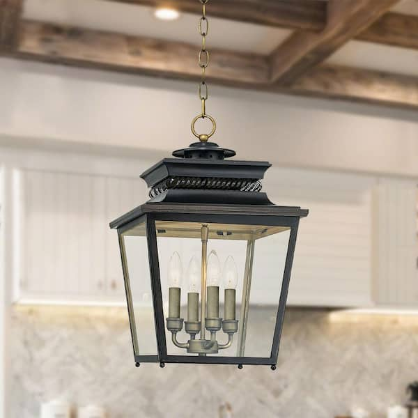 Monteaux Lighting Monteaux 4-Light Bronze and Antique Brass Hanging Kitchen  Pendant Light with Clear Glass Shade BAL-2039 - The Home Depot