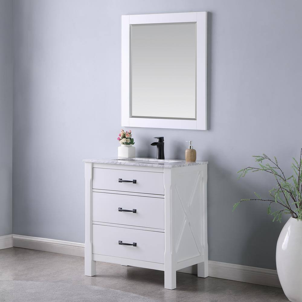 Maribella 36" Rectangular Wood Framed Bathroom Vanity Mirror in Silver