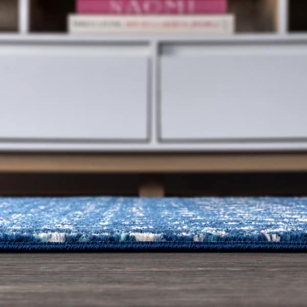 JONATHAN Y Moroccan Hype Boho Vintage Diamond Blue/White 5 ft. x 8