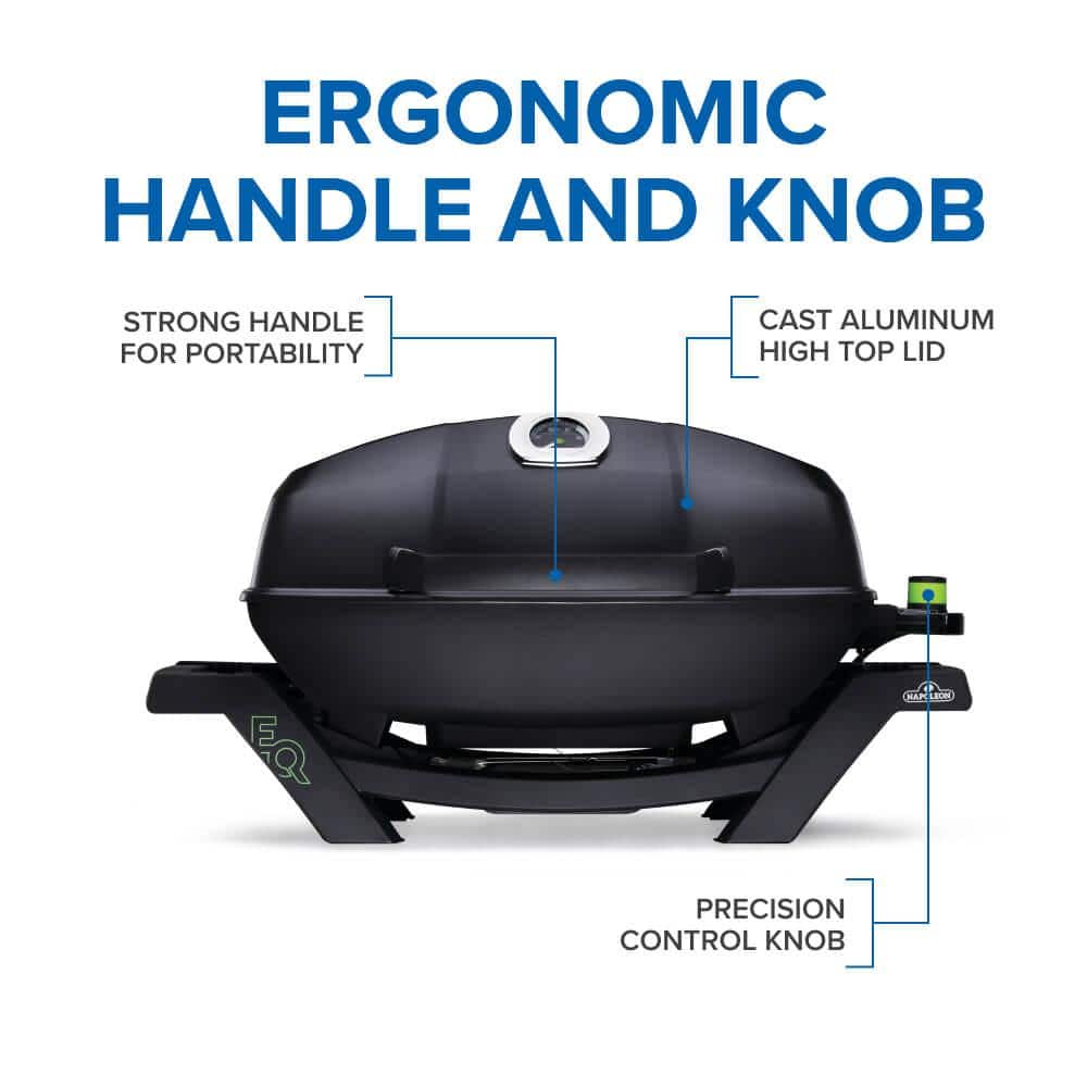 Napoleon Black Portable Electric Grill with Cast Iron Grids