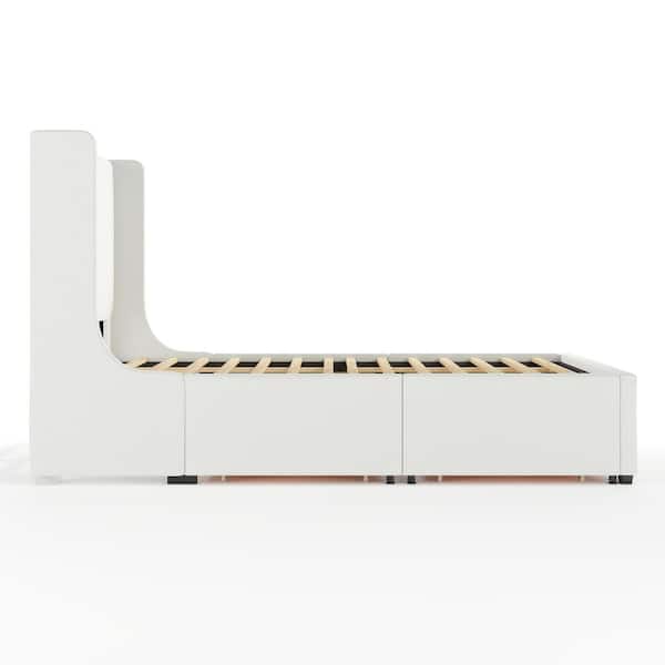 MARTHA STEWART Kian White Engineered Wood Frame Queen Upholstered