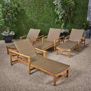 Hampton Natural 4-Piece Wood Outdoor Chaise Lounge