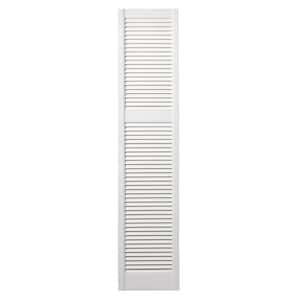 15 in. x 67 in. Cottage Style Open Louvered Polypropylene Shutters Pair in White