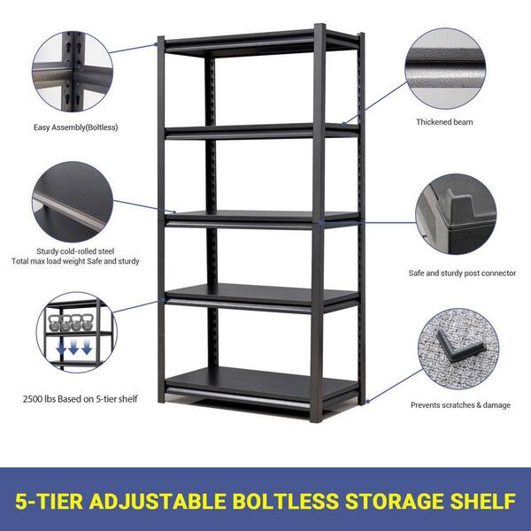  4 Tier Shelving Unit NSF Wire Shelf Metal Large Storage Shelves  Heavy Duty Height Adjustable Commercial Grade Steel Utility Layer Shelf  Rack Organizer 1000 LBS Capacity -14x36x54,Black : Home & Kitchen