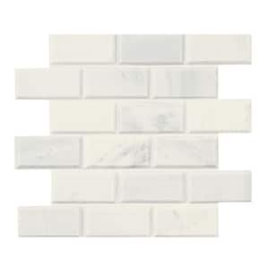 Arabescato Carrara Beveled Subway 12 in. x 12 in. Honed Marble Look Wall Tile (10 sq. ft./Case)