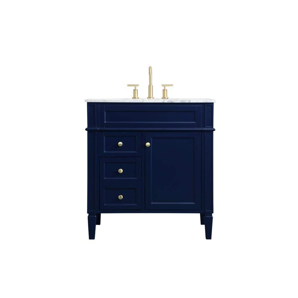 Simply Living 32 in. W x 21.5 in. D x 35 in. H Bath Vanity in Blue with Car