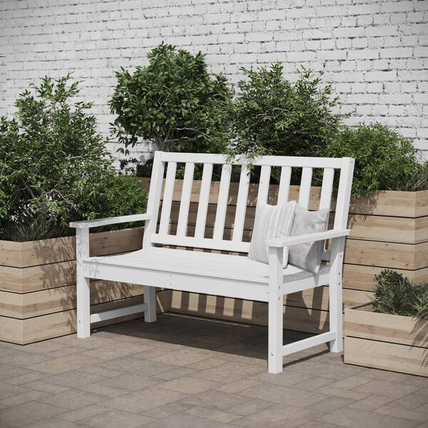TAYLOR + LOGAN Ennis White Plastic Patio Bench PA-533472-TAYLH
