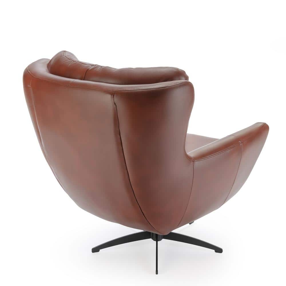 Midnight Blue Faux Leather Swivel Accent Chair with Manufactured Wood