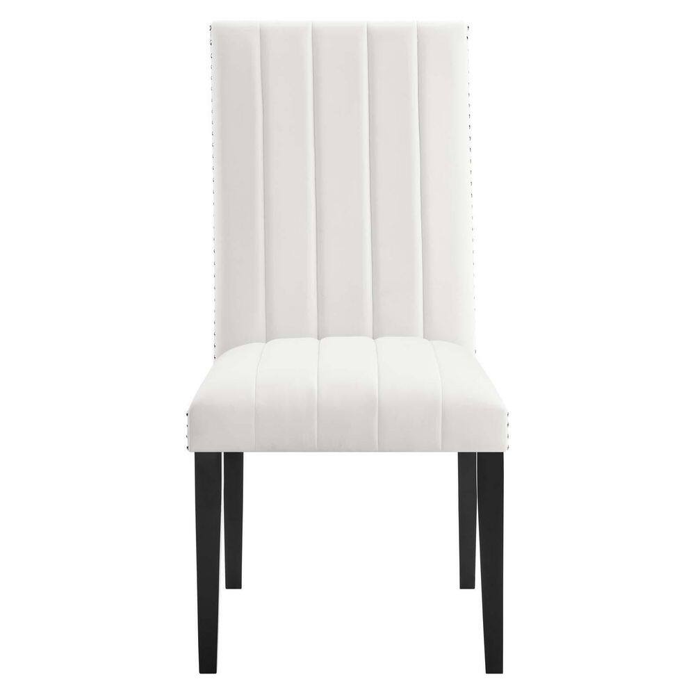 White Velvet Upholstered Parsons Side Chair Set with Wood Legs