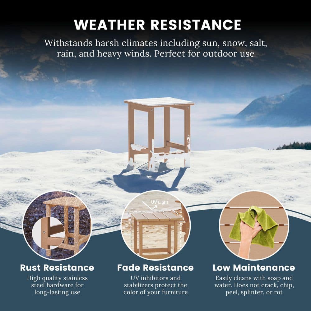 Laguna Square Teak Outdoor Side Table - All-Weather HDPE