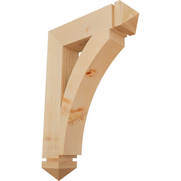 Ekena Millwork 3.5 in. x 26 in. x 18 in. Douglas Fir Thorton Arts and Crafts Smooth Bracket