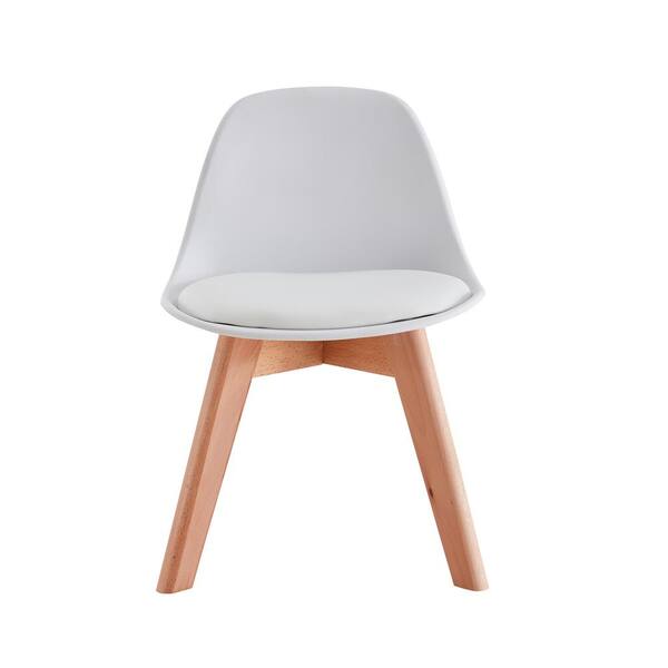 Tatahance White Kids Chairs with Wood Leg (Set of 2)