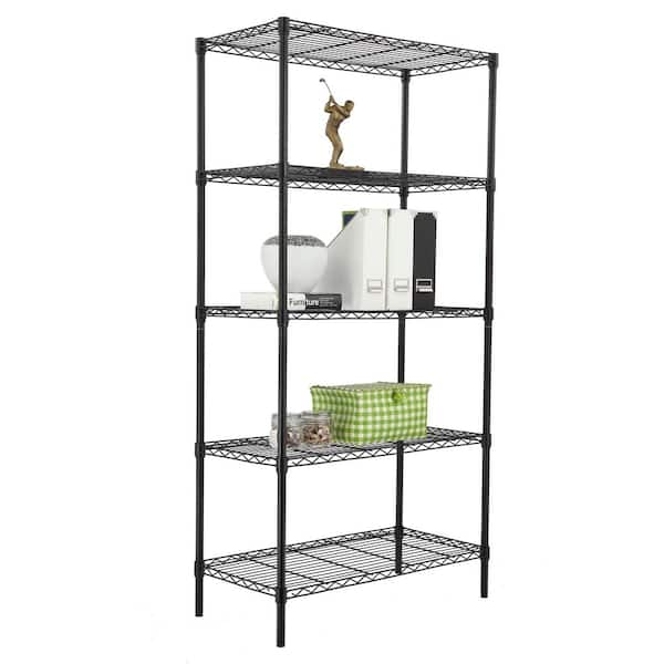 https://images.thdstatic.com/productImages/9546b6a0-a97e-4a0c-bce3-1c7347c08a03/svn/black-home-basics-freestanding-shelving-units-hdc92709-64_600.jpg