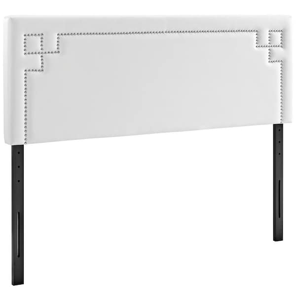 MODWAY Josie White Queen Upholstered Vinyl Headboard