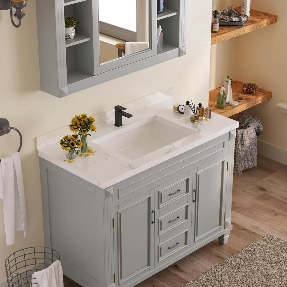 DeerValley 22" White Ceramic Rectangular Undermount Bathroom Sink
