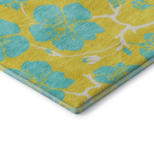 Mayfield Premium Machine Washable Abstract AMF1034 Yellow 2 ft. x 3 ft. Area Rug