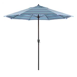 9 ft. Bronze Aluminum Market Patio Umbrella with Fiberglass Ribs and Auto Tilt in Dolce Oasis Sunbrella