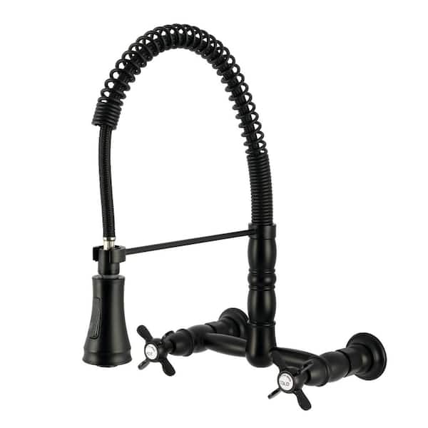 Essex 2-Handle Wall Mount Standard Kitchen Faucet in Matte Black