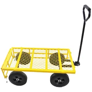 4 cu. ft. Metal Garden Cart in Yellow Make it Easier to Transport Firewood
