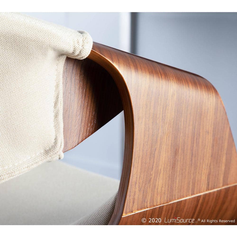 Curvo Walnut and Cream Upholstered Low Arm Chair