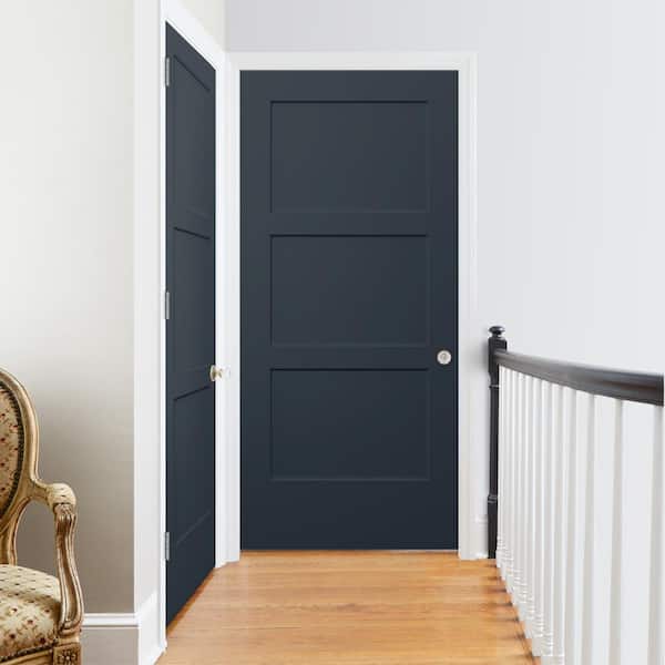 36 in. x 80 in. Birkdale Denim Stain Left-Hand Smooth Hollow Core Molded Composite Single Prehung Interior Door