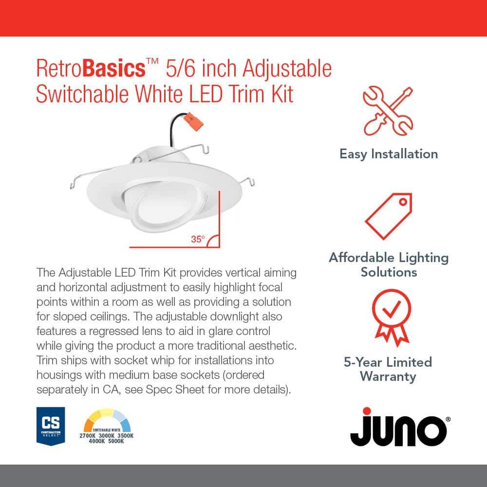 Adjustable White Aluminum LED Recessed Lighting Kit