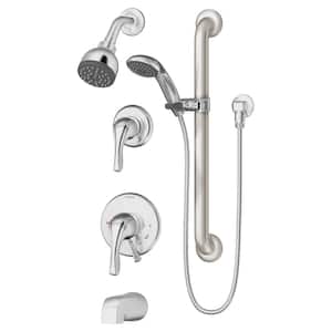 Origins 2-Handle Tub and 1-Spray Shower Trim with 1-Spray Hand Shower in Polished Chrome (Valve not Included)