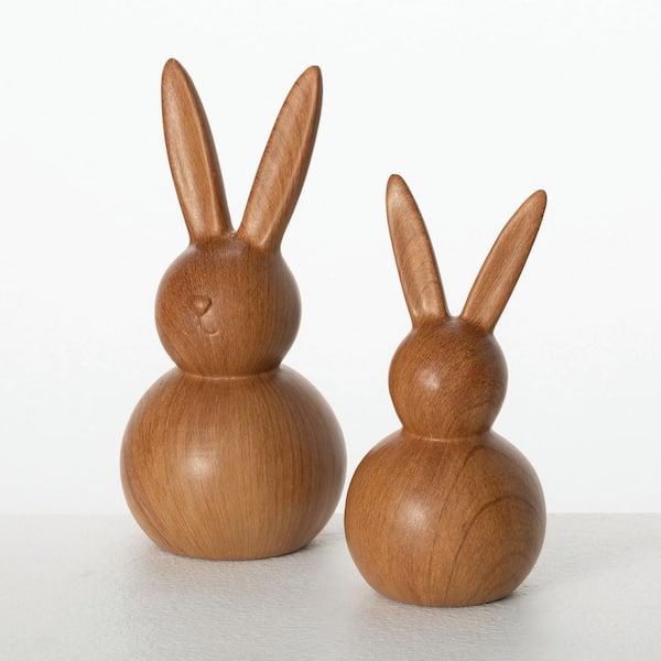 SULLIVANS Brown 3.25 in. x 7 in. Stone Bunny Figure Set of 2