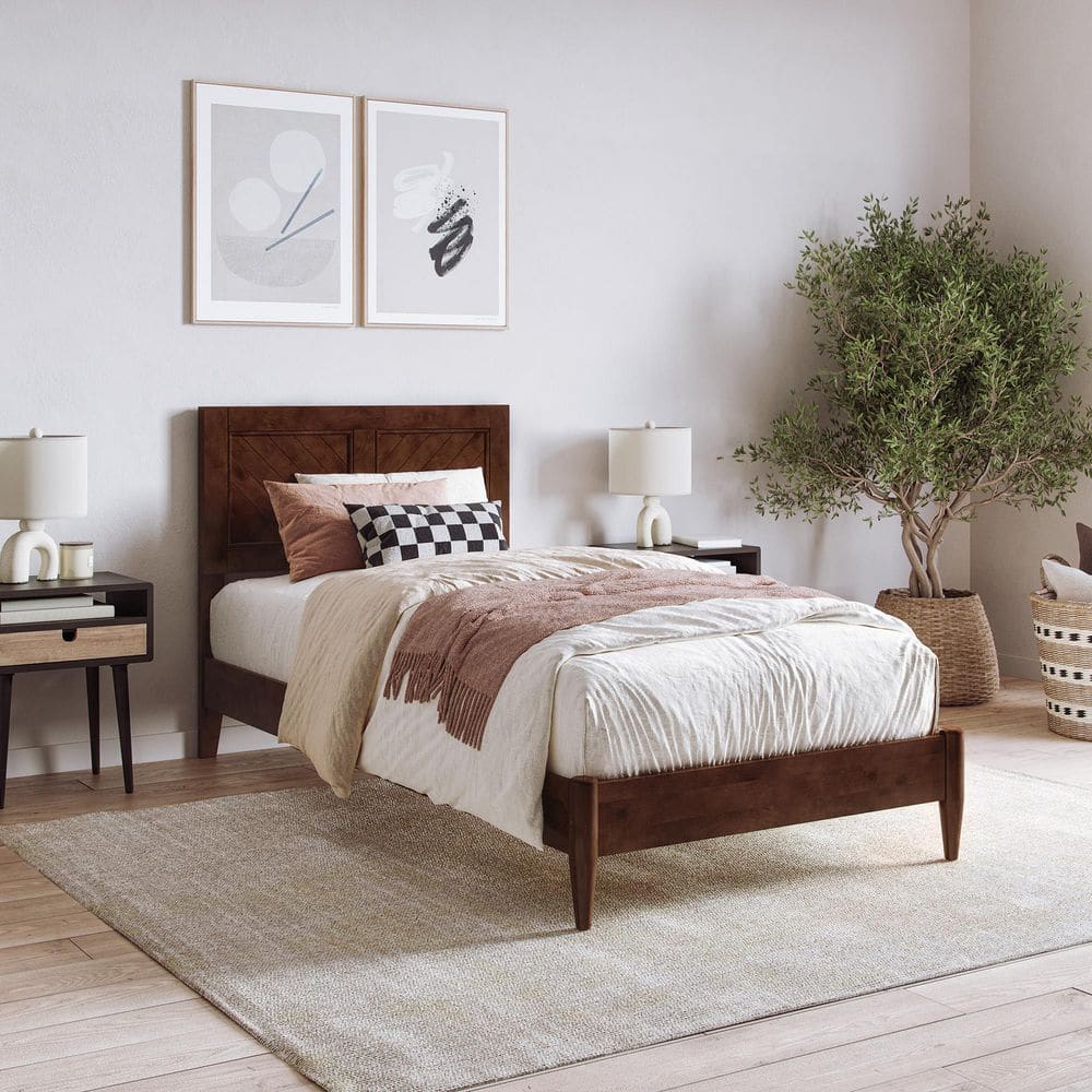 Berkshire Walnut Brown Solid Wood Frame Twin XL Low Profile Platform Bed price history on PriceWatchPro
