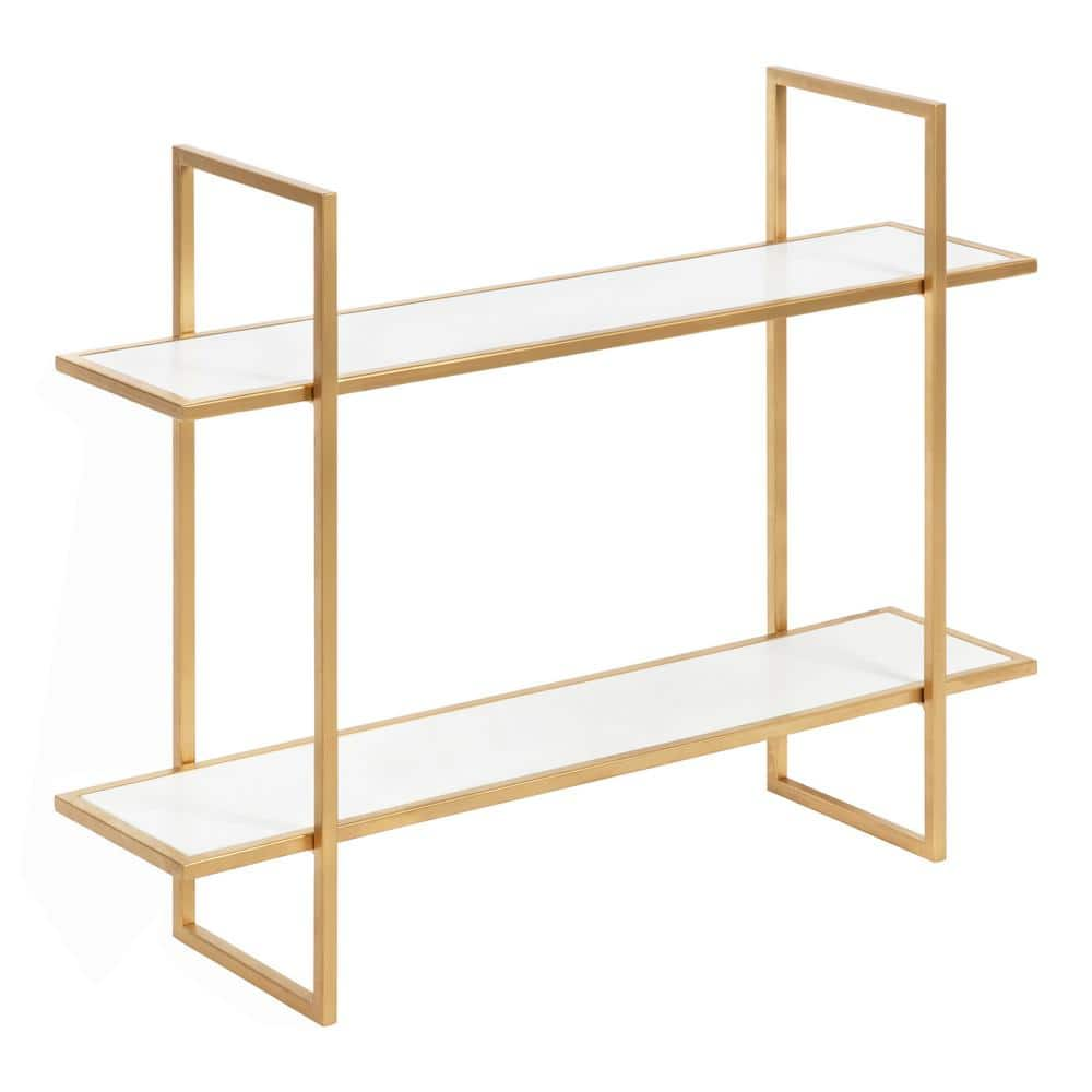 Kate and Laurel Leigh 30 in. x 24 in. x 8 in. White/Gold Decorative Wall  Shelf 216540 - The Home Depot