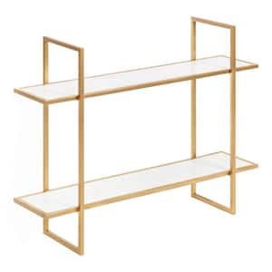 Leigh 30 in. x 24 in. x 8 in. White/Gold Decorative Wall Shelf