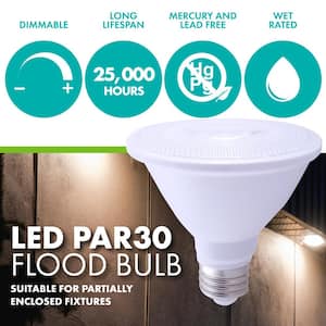75-Watt Equivalent PAR30 Short Neck Dimmable LED Light Bulb, 5000K Daylight, 24-pack