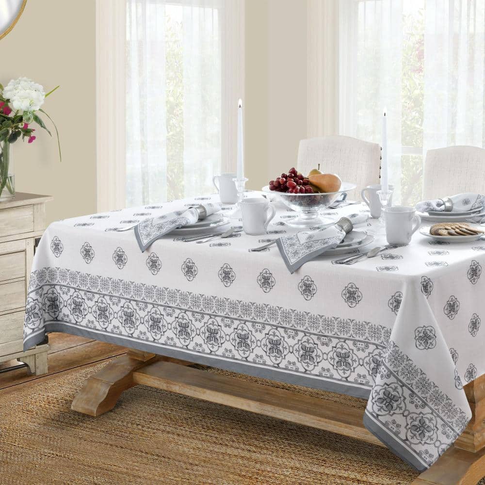 "Amani Tile Double Border Tablecloth, Gray - 60""W x 84""L" price history on PriceWatchPro