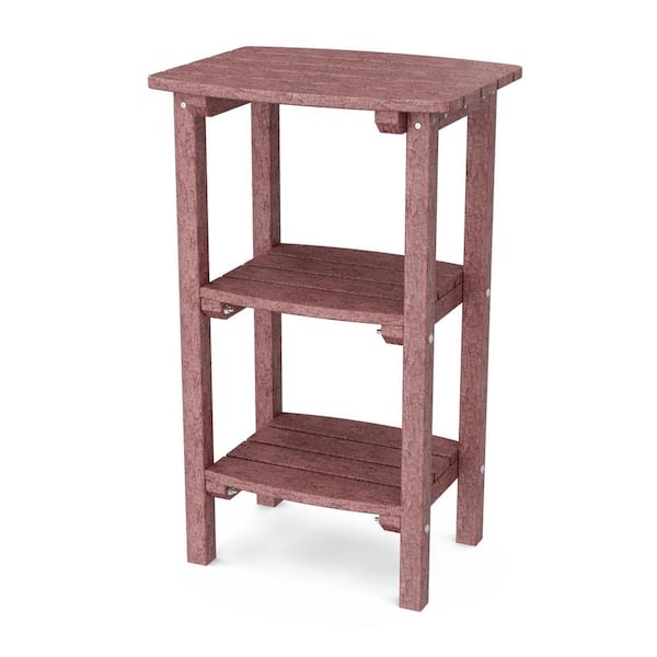 Wildridge Classic Cherrywood HDPE Plastic Outdoor 3-Shelf Side Table
