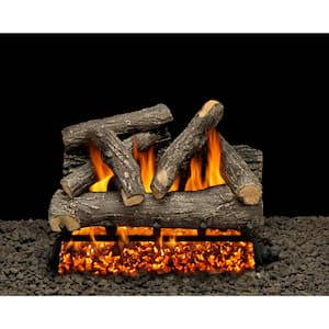 Dundee Oak 24 in. Vented Propane Gas Fireplace Log Set with Complete Kit, Safety Pilot Lit