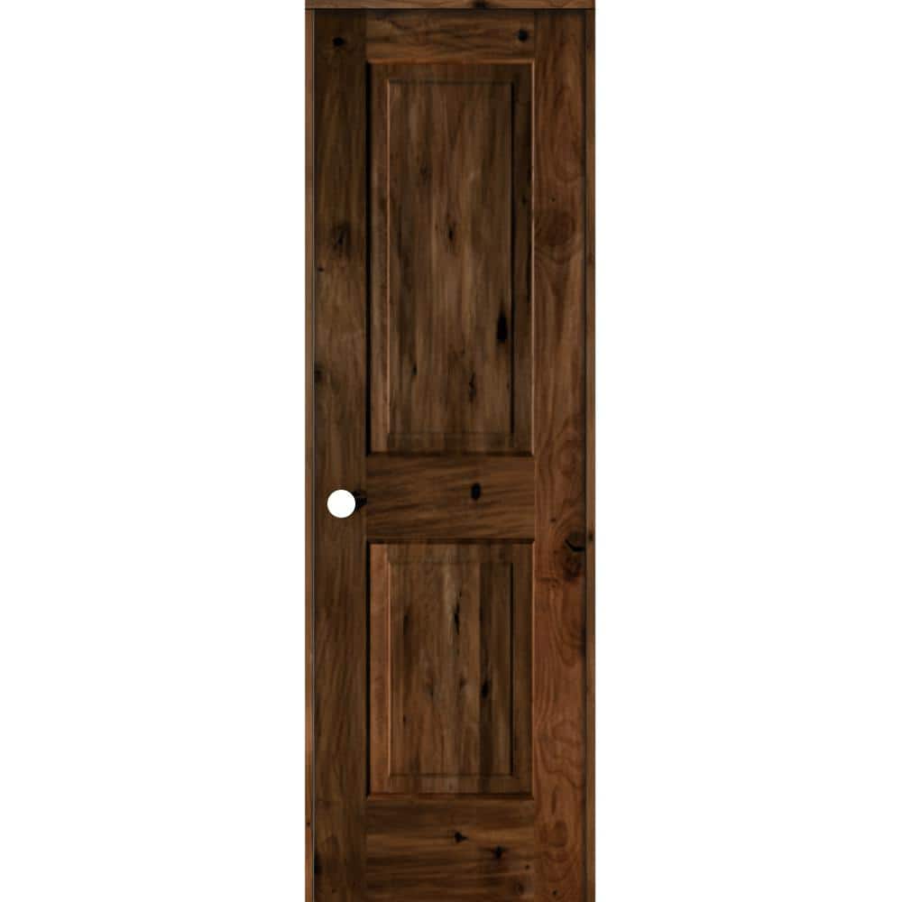 Krosswood Doors 24 in. x 80 in. Rustic Knotty Alder Wood 2 Panel Right ...