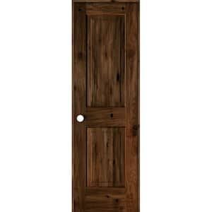 24 in. x 80 in. Rustic Knotty Alder Wood 2 Panel Right-Hand/Inswing Provincial Stain Single Prehung Interior Door