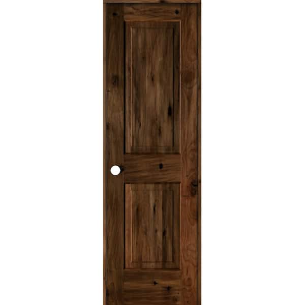 24 in. x 80 in. Rustic Knotty Alder 2-Panel Right Handed Provincial Stain Wood Single Prehung Interior Door