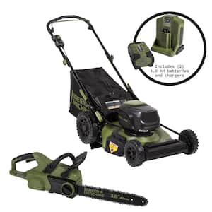 62V 2-Tool Combo Kit Includes: 22 in. Push Mower, 16 in. Chainsaw, (2) 4Ah batteries, (2) Rapid Chargers