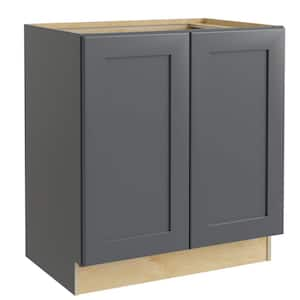 Newport 27 in. W x 24 in. D x 34.5 in. H Assembled Plywood Full Height Door Base Kitchen Cabinet in Deep Onyx