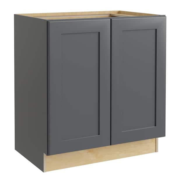 Newport 30 in. W x 24 in. D x 34.5 in. H Assembled Plywood Full Height Door Base Kitchen Cabinet in Deep Onyx