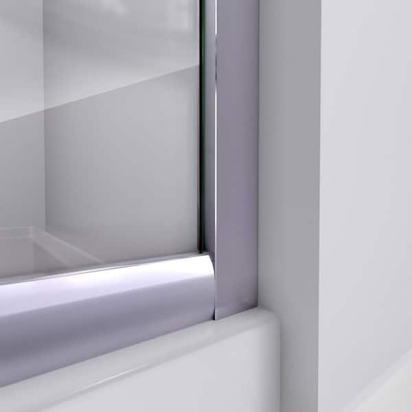DreamLine - Prime 33 in. x 33 in. x 74.75 in. Sliding Semi Frameless Corner Shower Kit in Chrome with Base and Back Walls
