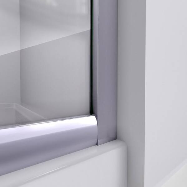 DreamLine - Prime 36 in. x 36 in. x 76.75 in. H Sliding Semi-Frameless Corner Shower Kit in Chrome with Base and Back Walls
