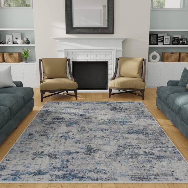 Home Decorators Collection Adare Blue 7 ft. x 9 ft. Painterly Polyester Area  Rug 5248.81.62HDB - The Home Depot