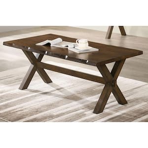 Coupla 48 in. Walnut Large Rectangle Wood Coffee Table with Live Edge